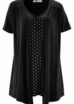 2 in 1 Shirt mit V-Ausschnitt, kurzarm