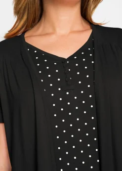 2 in 1 Shirt mit V-Ausschnitt, kurzarm