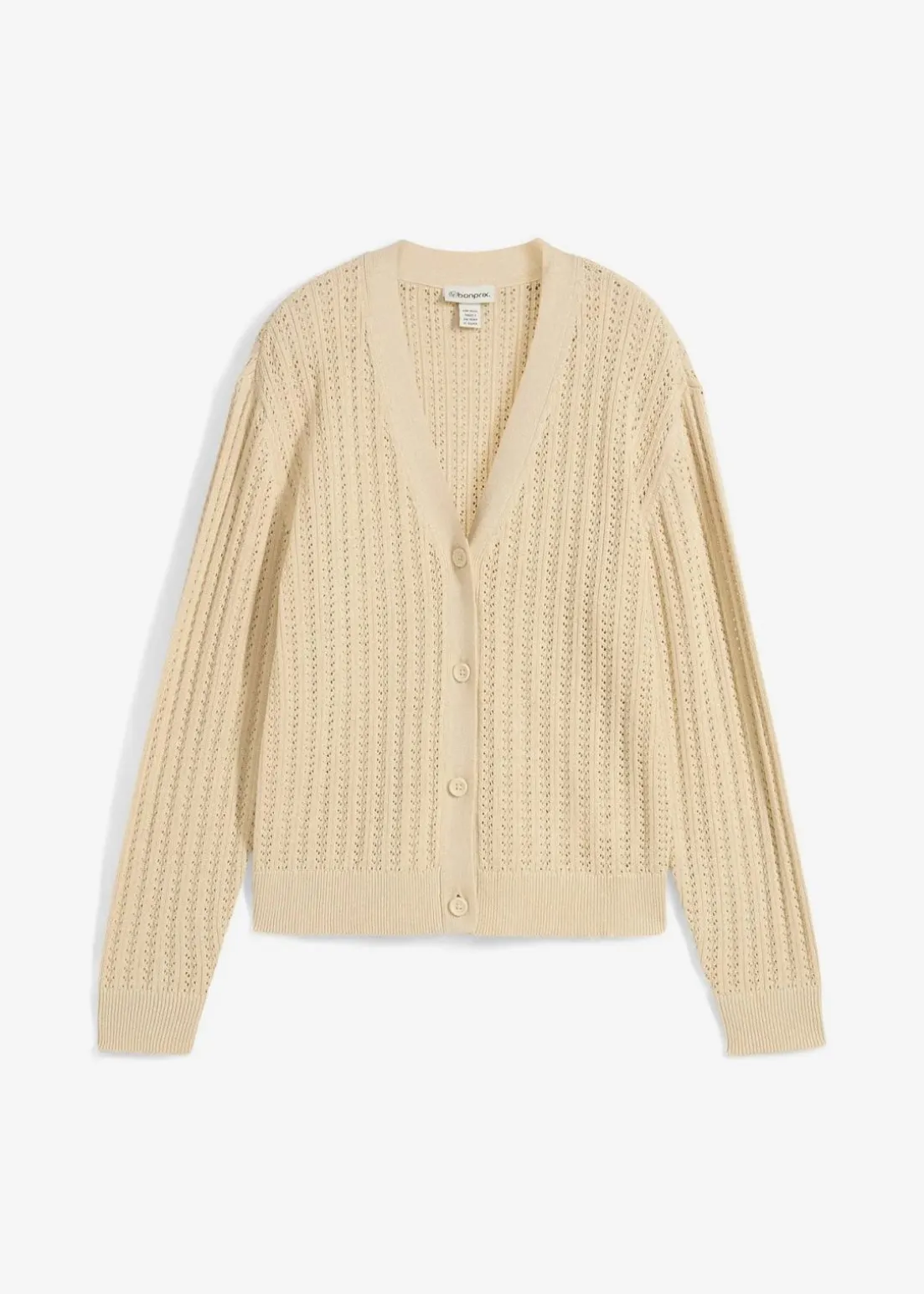 Ajour-Strickjacke mit Leinenanteil