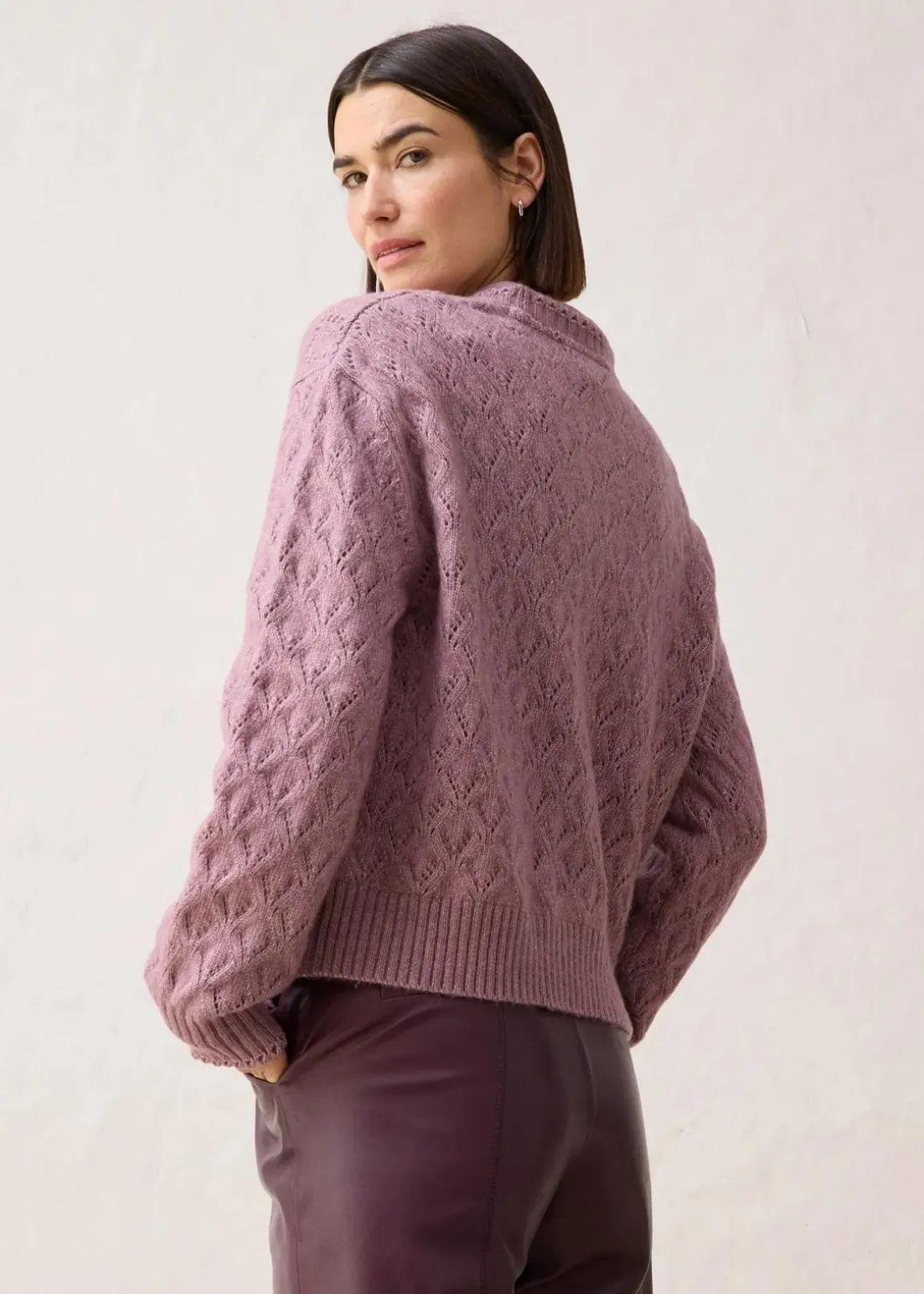 Ajour-Strickjacke mit Wolle