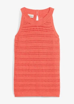 Ajour-Stricktop mit Leinenanteil