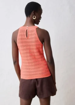 Ajour-Stricktop mit Leinenanteil