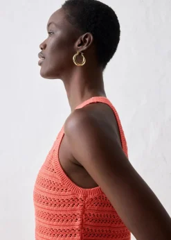 Ajour-Stricktop mit Leinenanteil