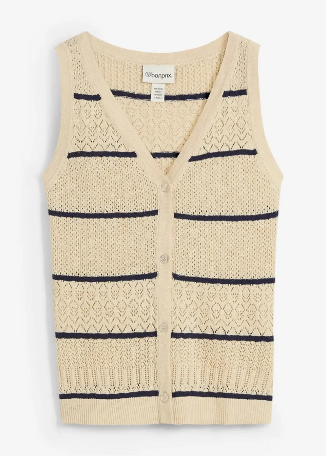 Ajour-Strickweste mit Leinenanteil