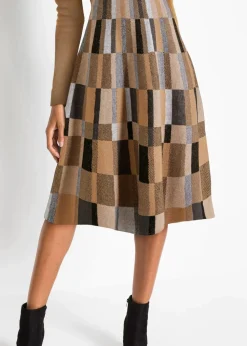 Ausgestelltes Jacquard-Strickkleid