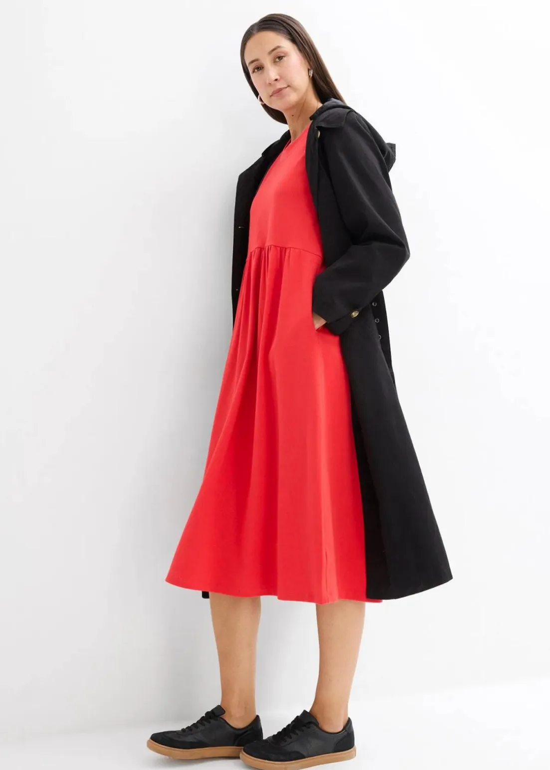 Ausgestelltes Jerseykleid aus schwerer Baumwolle