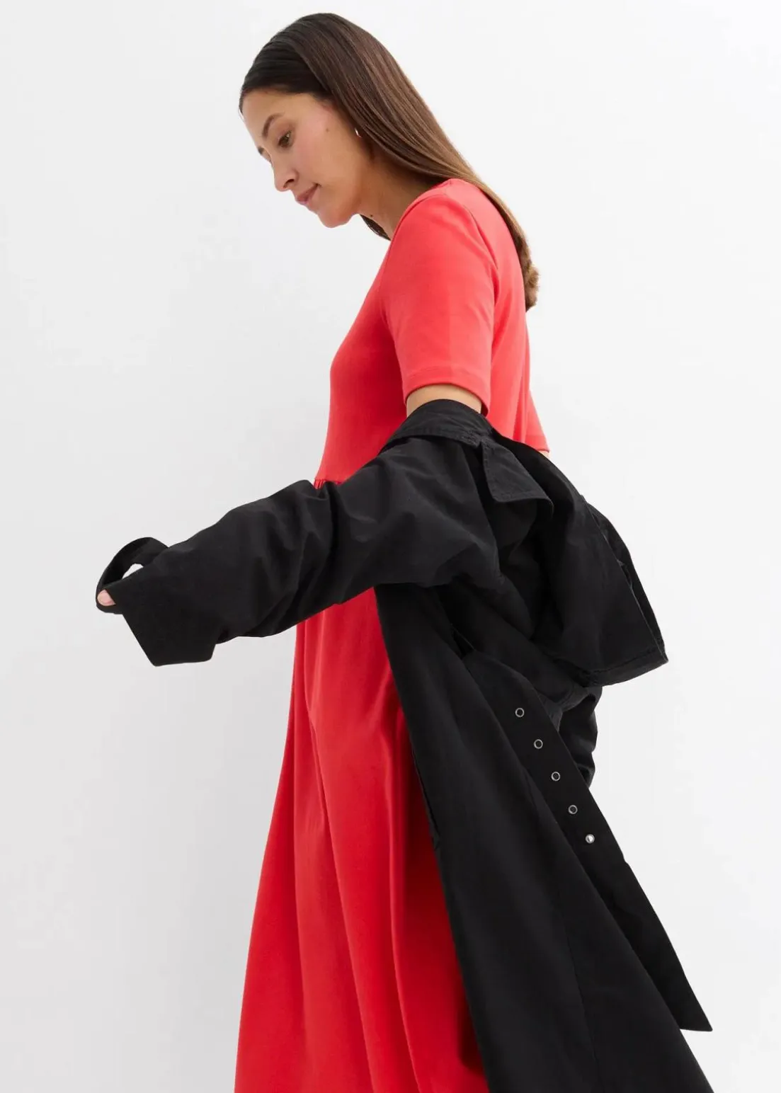 Ausgestelltes Jerseykleid aus schwerer Baumwolle