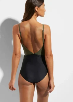 Badeanzug mit Cut-Out und Volants