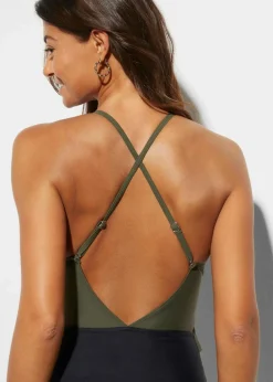 Badeanzug mit Cut-Out und Volants