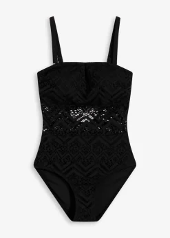 Bandeau-Badeanzug mit Spitze