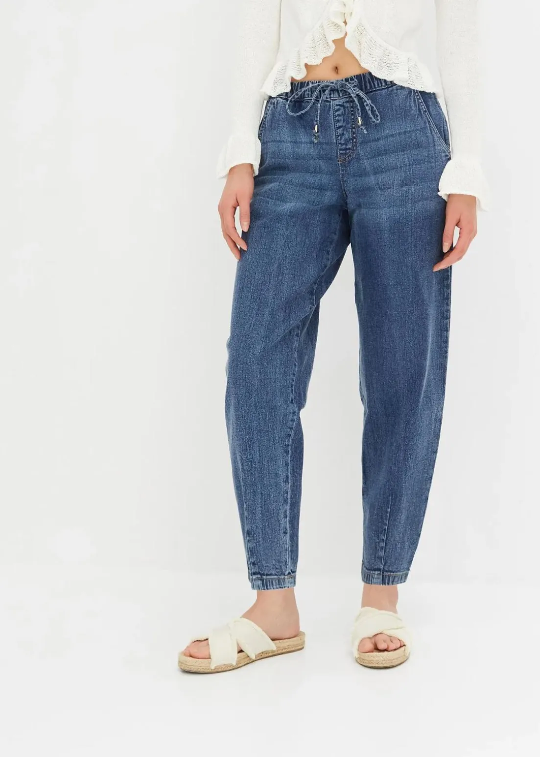 Barrel-Jeans, Mid Waist, Bequembund