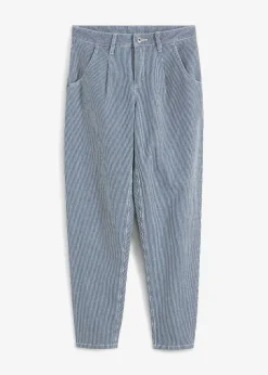 Barrel-Jeans, Mid Waist, gestreift
