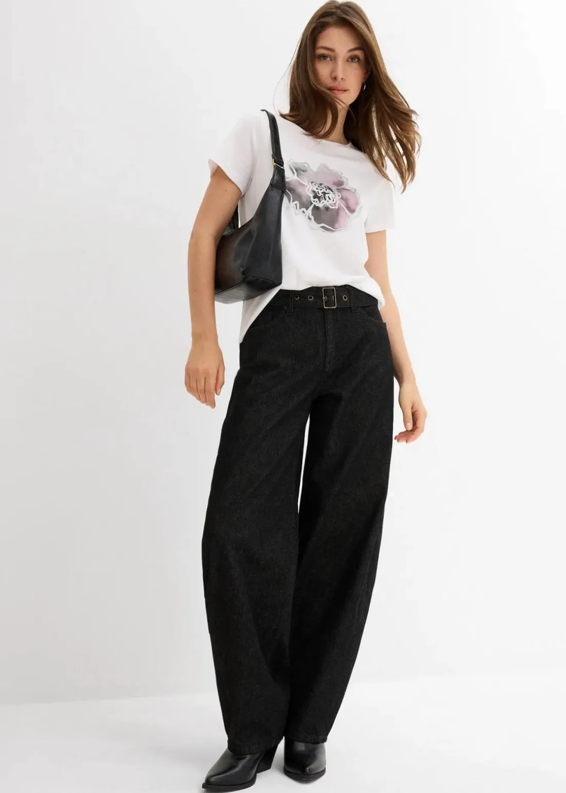 Barrel-Jeans Mid Waist mit Gürtel