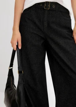 Barrel-Jeans Mid Waist mit Gürtel