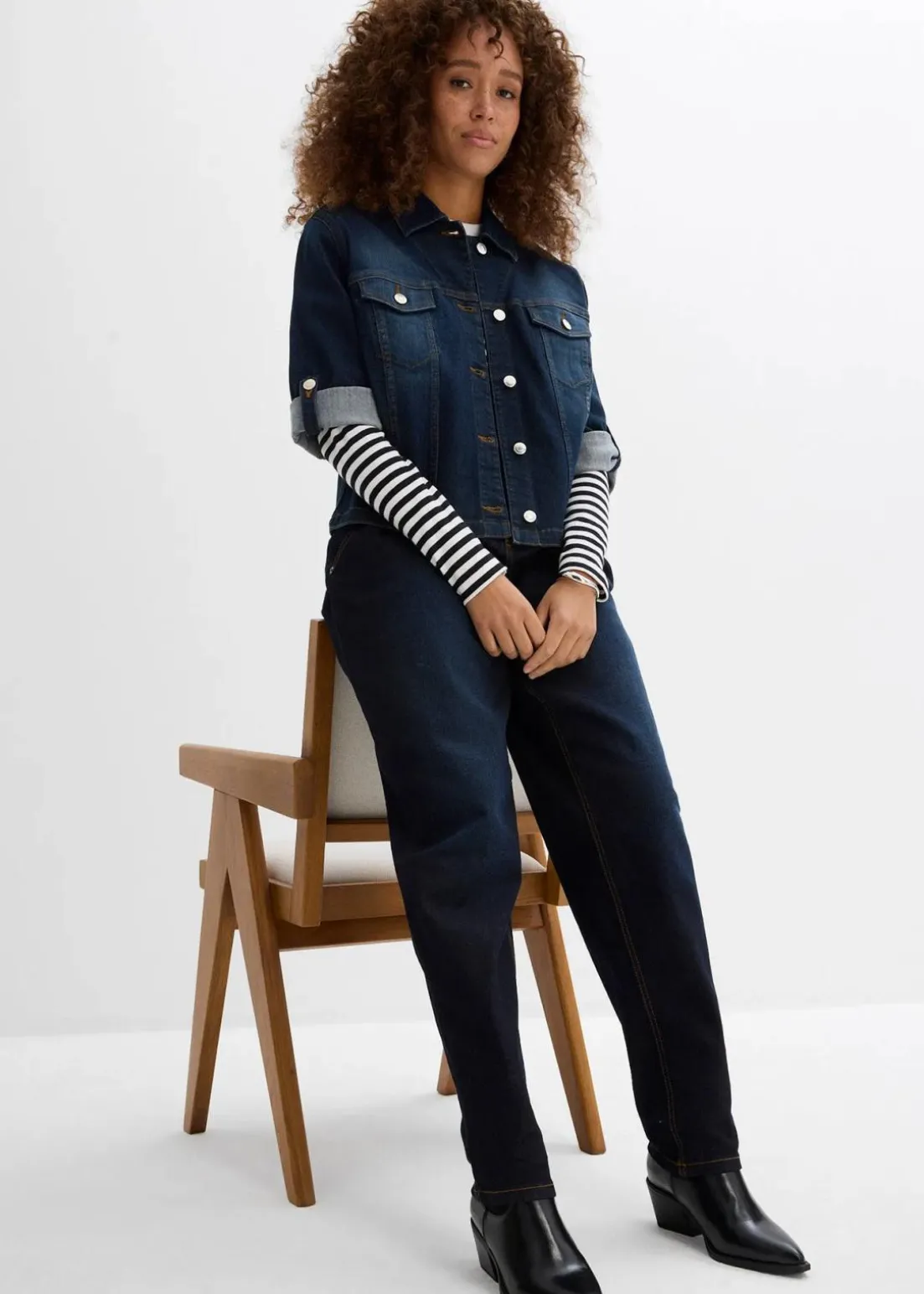 Barrel-Jeans, Mid Waist, Stretch