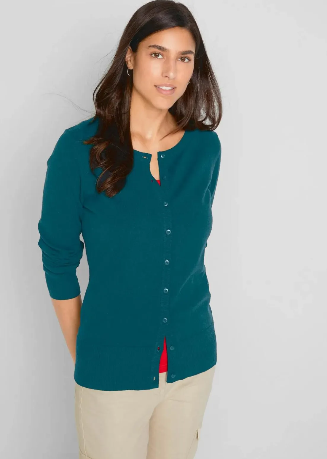 Basic Feinstrickjacke mit recycelter Baumwolle