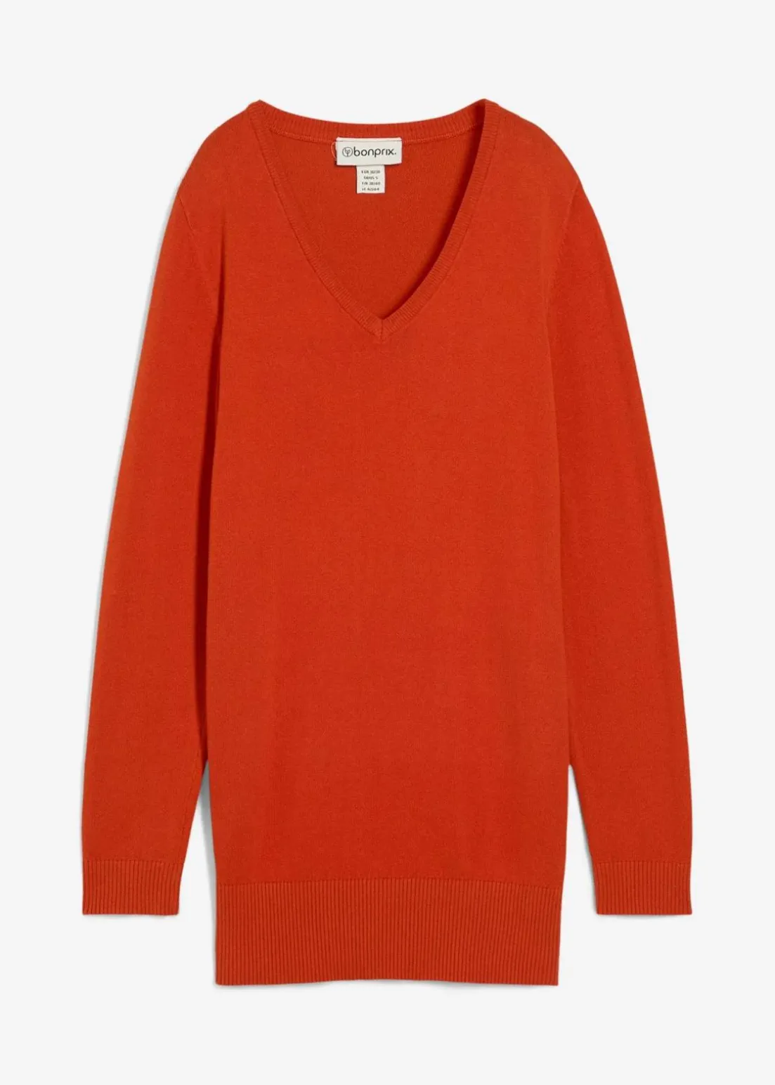 Basic Longpullover mit V-Ausschnitt