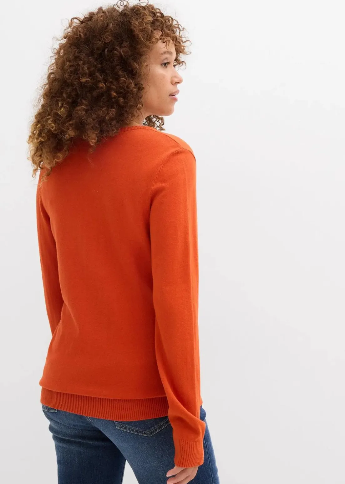 Basic Longpullover mit V-Ausschnitt