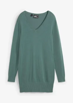 Basic Longpullover mit V-Ausschnitt