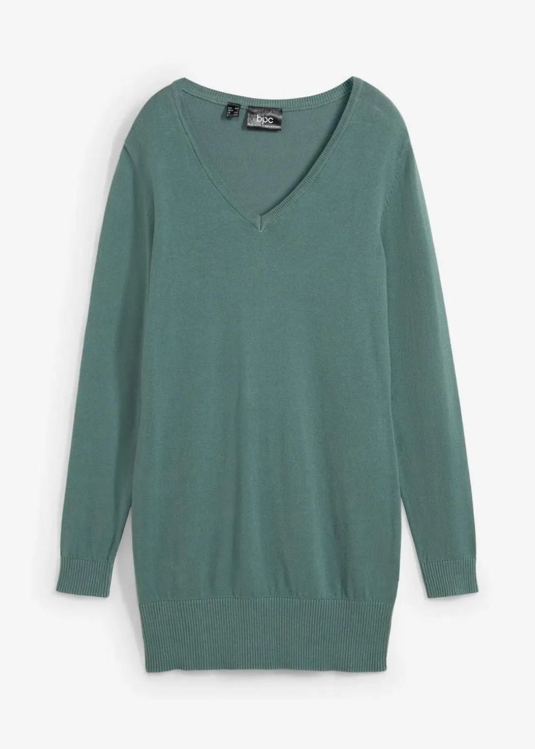 Basic Longpullover mit V-Ausschnitt