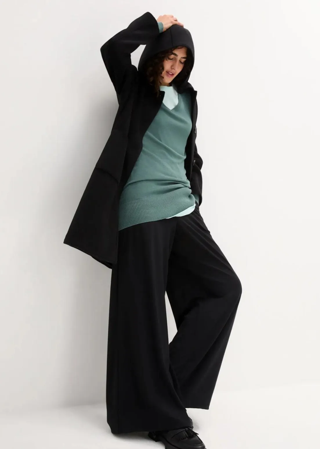 Basic Longpullover mit V-Ausschnitt