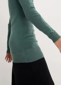Basic Longpullover mit V-Ausschnitt