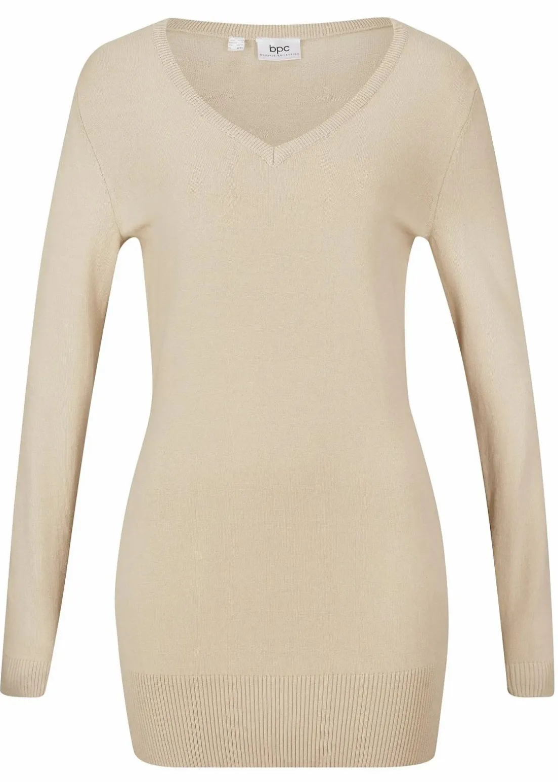 Basic Longpullover mit V-Ausschnitt