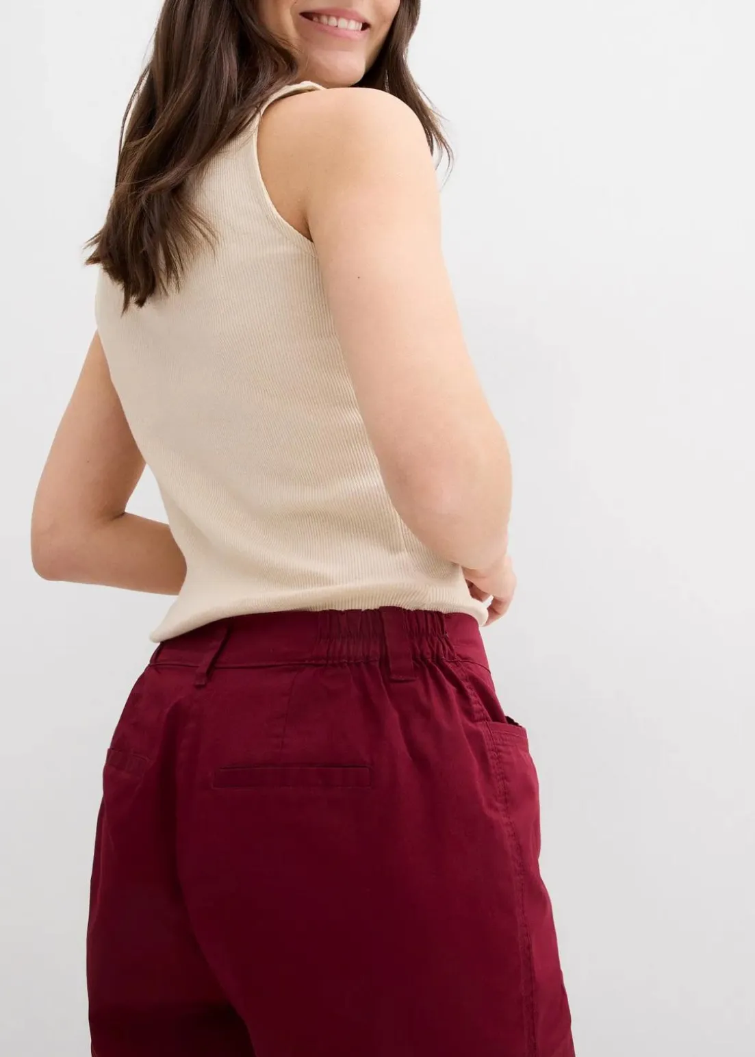 Baumwoll Papertouch-Bermuda mit Bequembund