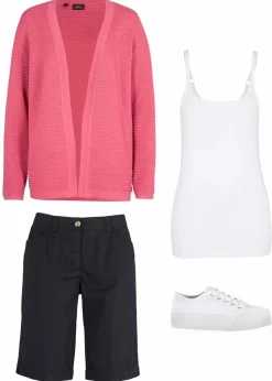 Baumwoll Papertouch-Bermuda mit Bequembund