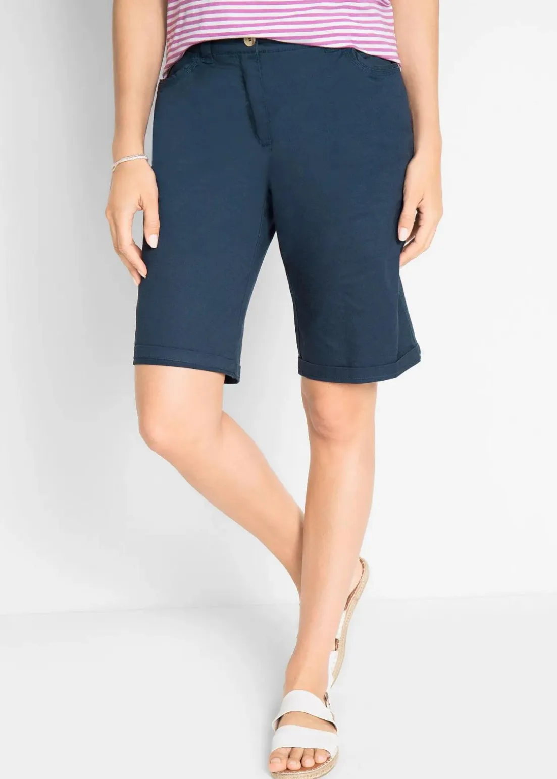 Baumwoll Papertouch-Bermuda mit Bequembund