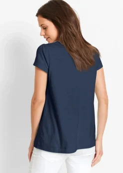 Baumwoll Shirt mit Spitze, Kurzarm