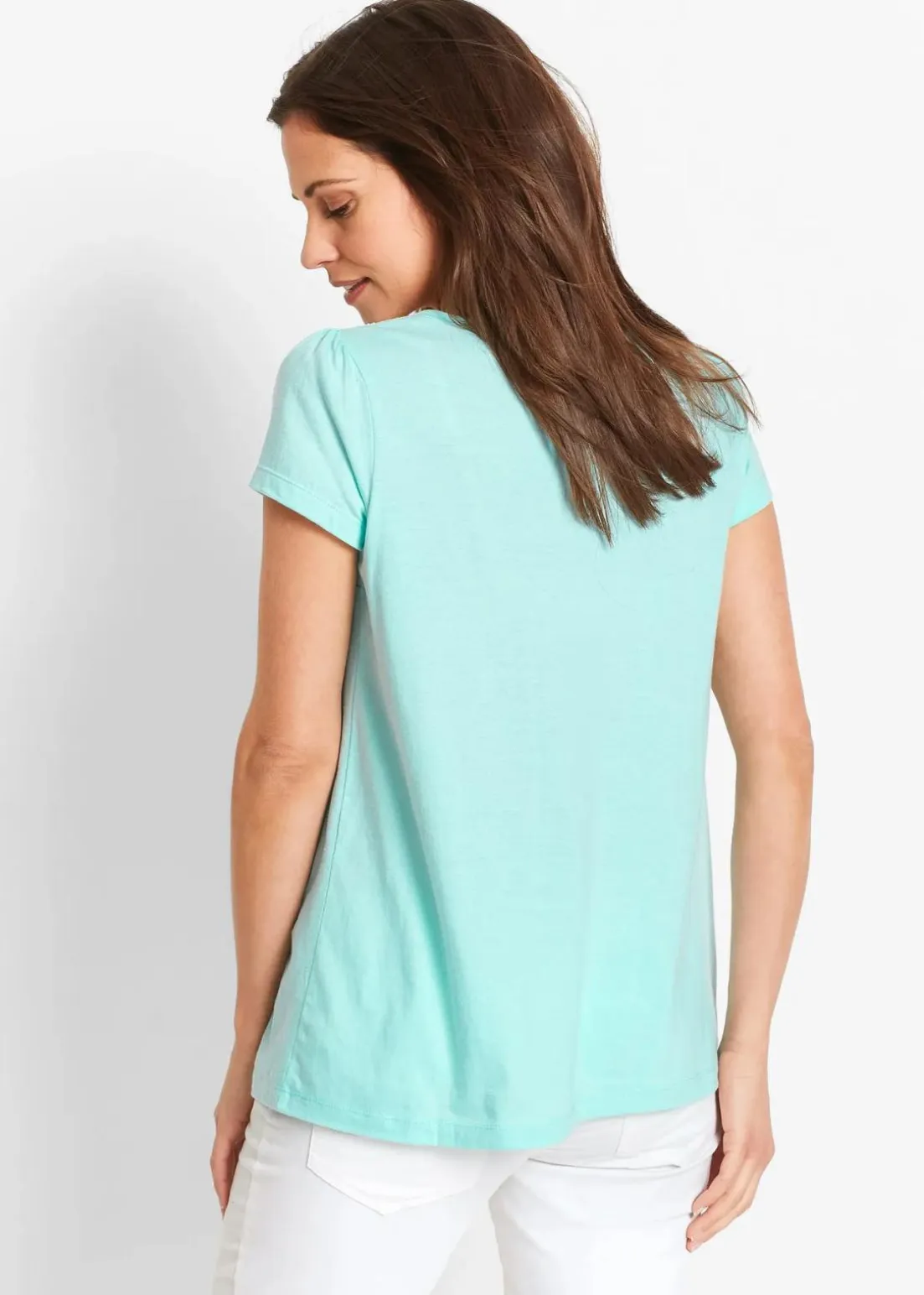 Baumwoll Shirt mit Spitze, Kurzarm