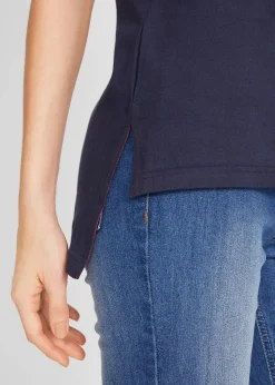 Baumwoll T-Shirt mit Seitenschlitz und Druck