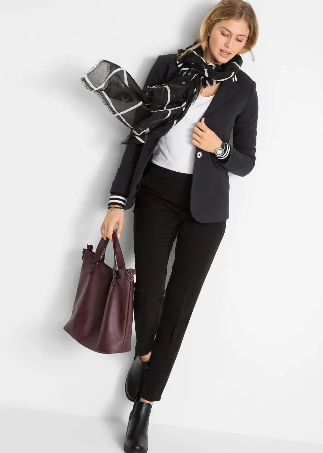 Baumwoll-Blazer mit gestreiften Details