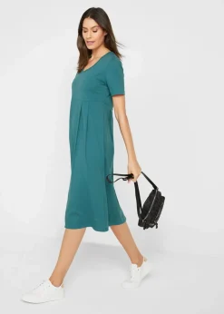 Baumwoll-Jerseykleid, Midilänge