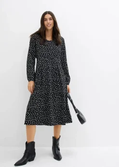 Baumwoll-Jerseykleid, Midilänge