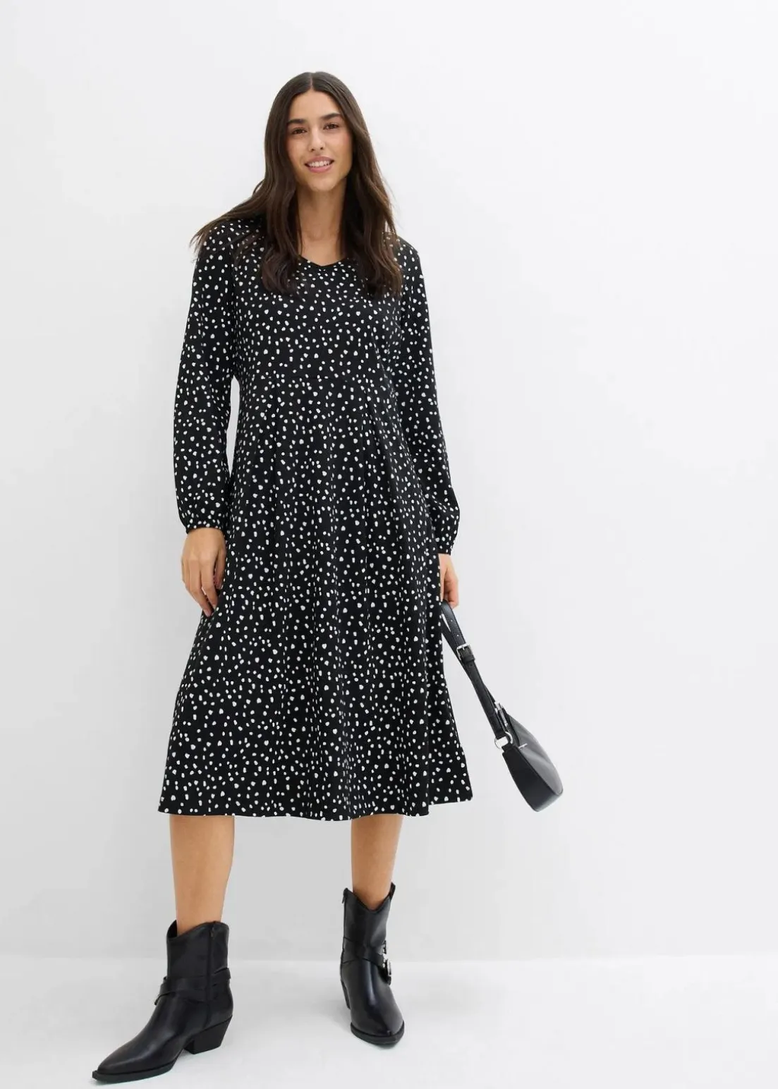 Baumwoll-Jerseykleid, Midilänge