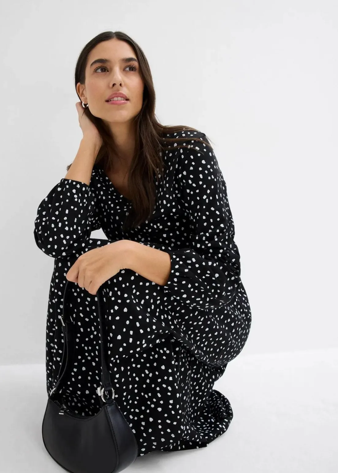 Baumwoll-Jerseykleid, Midilänge