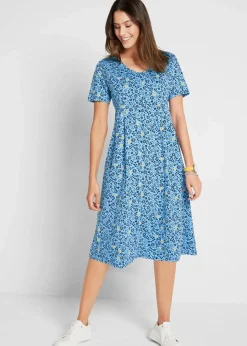 Baumwoll-Jerseykleid, Midilänge