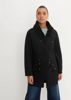 Baumwoll-Kurzparka mit Stehkragen, talliert