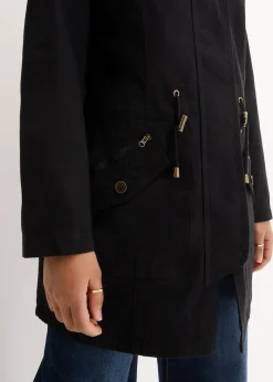 Baumwoll-Kurzparka mit Stehkragen, talliert