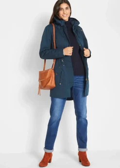 Baumwoll-Kurzparka mit Stehkragen, talliert