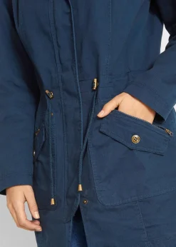 Baumwoll-Kurzparka mit Stehkragen, talliert