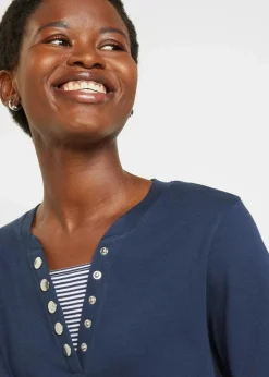 Baumwoll-Langarmshirt, 2 in 1-Optik