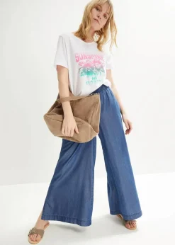 Baumwoll-Shirt mit Druck, Kurzarm