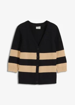 Baumwollstrickjacke mit Streifen