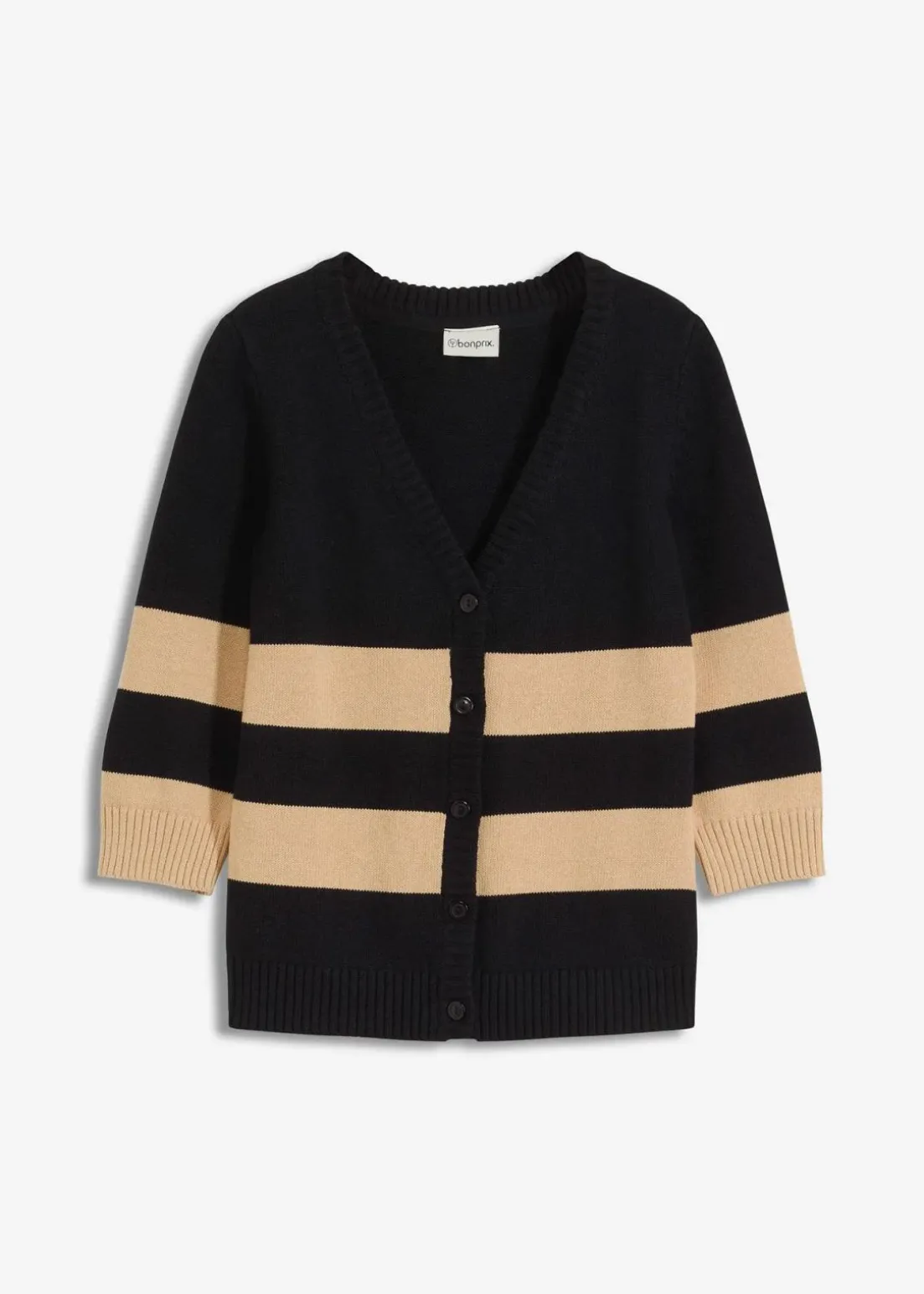 Baumwollstrickjacke mit Streifen