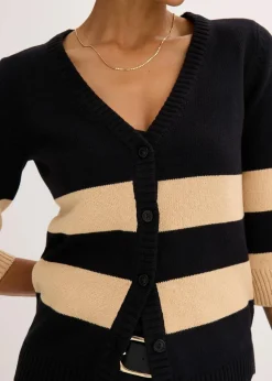 Baumwollstrickjacke mit Streifen