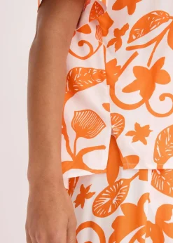 bedruckte Tunikabluse aus fließender Viskose