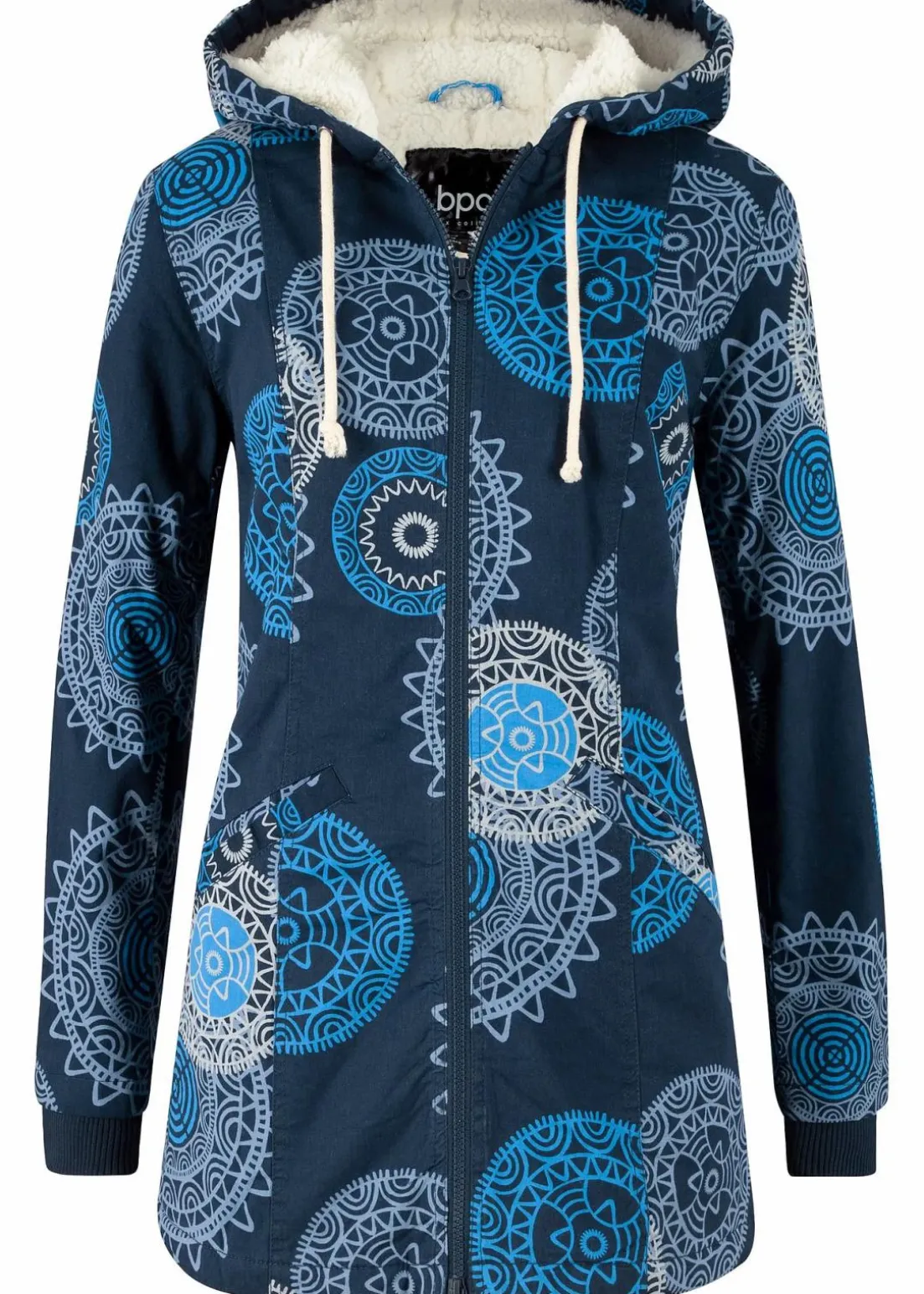 Bedruckter Baumwoll-Parka mit Kapuze